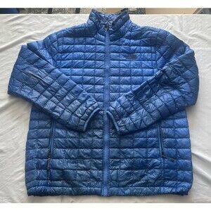 The North Face Thermoball Jacket Mens XL Quilted Blue Black Eco Zip Up